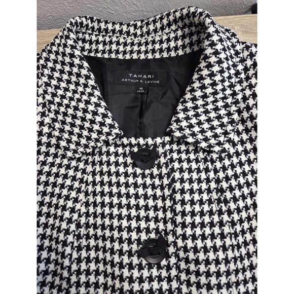 Tahari Jackets & Blazers - Tahari ASL Levine Black Houndstooth Longline Blazer Jacket Size 10 Coat